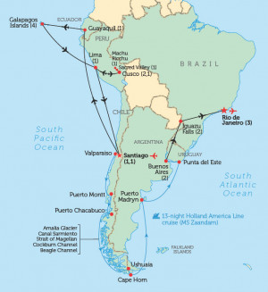 south america map galapagos islands