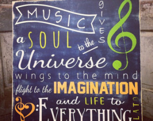 Inspirational Quote Music Gives a Soul Sign, Plato Quote Personalized ...