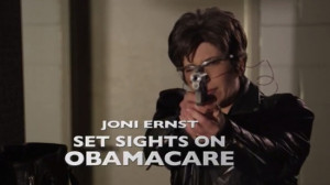 ... : Joni Ernst (R) Pulls A Gun, Pledges To 'Unload' On Obamacare In Ad