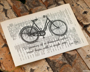 Lao Tzu bicycle quote tiny dictiona ry print - 4x6 inches on Upcycled ...