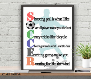 Soccer Quotes Wall Art Print Nursery Wall Decor Instant Download 8x10 ...