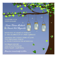 Invites featuring mason jars and brightly-shining fireflies for ...