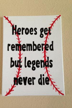 legends never die. Field of dreams. Baseball. 9 x 12 canvas sign quote ...