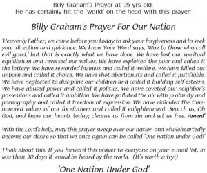 Billy Graham's prayer for our nation...