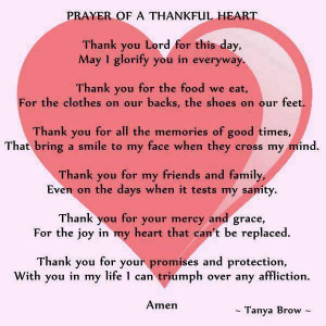 Prayer of a thankful heart