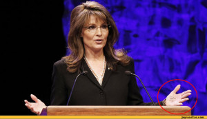 Funny Pictures Auto Sarah Palin Hands Writing Cheating