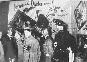 Adolf Hitler and Adolf Ziegler visit the Degenerate Art Exhibition ...