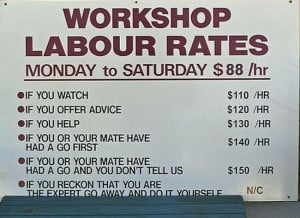 Workshop Labour Rates..