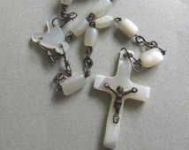Antique Mother of Pearl Rosary Rosa ries Bethlehem Christian Catholic ...