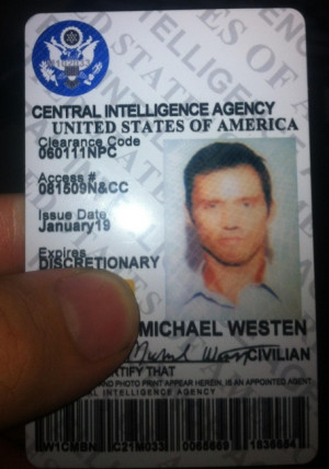 ... acquire a photo ID of CIA card in the name of Michael Westen, on eBay