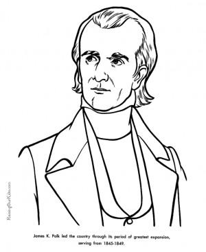 free printable president james k polk facts and coloring picture