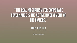 The real mechanism for corporate governance is the active involvement ...