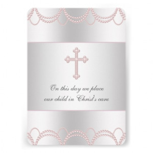 Pink Cross Baby Girl Christening Baptism Invites from Zazzle.com