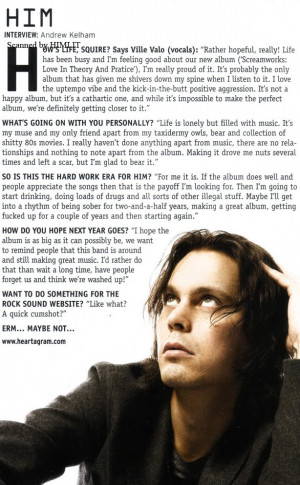 Ville Valo new interview for Rock Sound