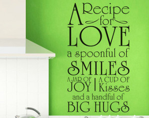 ... Wall Stickers Vinyl Decal Quote - A recipe for love - Kitchen Family
