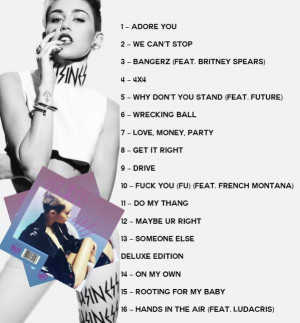 Miley Cyrus' Official Songs for ‘BANGERZ’ CD