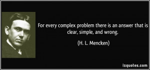 For every complex problem there is an answer that is clear, simple ...