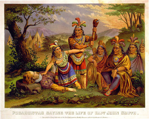 Pocahontas saving the life of Capt. John Smith (1870).