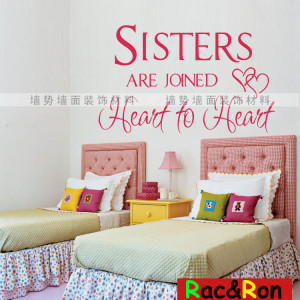 Sisters-are-joined-heart-Free-shipping-Vinyl-wall-decals-quotes-for ...