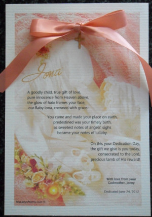 Girl dedication OR baptism keepsake poem card, baby dressing gown ...