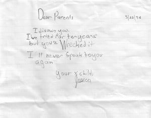 Dear Parents letter.