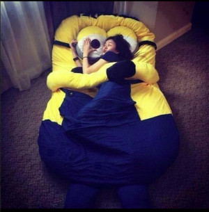 bedding minion bedding sleeping yellow blue despicable me cute girl ...