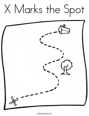 Pirate Party Coloring Page Marks The Spot Treasure Map