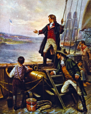 Francis Scott Key watching the bombardment of Fort McHenry by the Dawn ...
