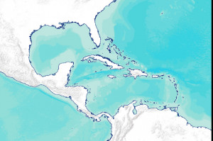 caribbean ocean meet with the gulf of mexico and the atlantic ocean