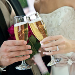 Wedding wine and wedding champagne glasses