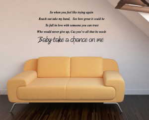 Baby take a chance on me- Say Quote Word Lettering Art Vinyl Sticker ...