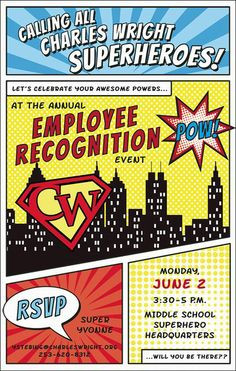 Superhero employee recognition event More