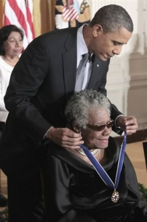 The above image of Ms. Angelou receiving the Presidential Medal of ...