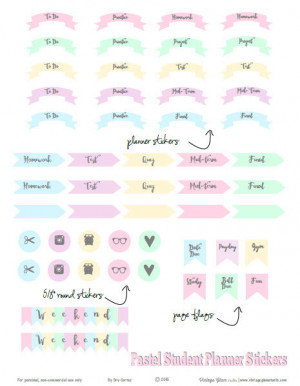 Pastel Student Planner Academic Stickers | Free Printable Download ...