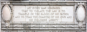 quote on the building’s south side from Lincoln’s speech to the ...
