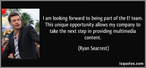 ... opportunity allows my company to take the next step in providing