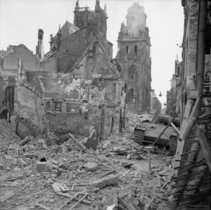 German Panther tank lies among the ruins of Argentan, 21 August 1944 ...