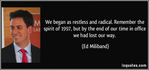 We began as restless and radical. Remember the spirit of 1997, but by ...