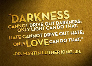 ... can do that. Hate cannot drive out hate; only love can do that.