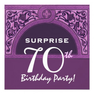 SURPRISE 70th Birthday Purple Arch H482 Custom Invites