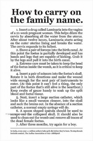 quotes on female foeticide in english