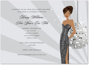 African American Disco Girl Christmas Party Invitations