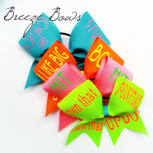 Neon Cheer Bows With Quotes/Sayings