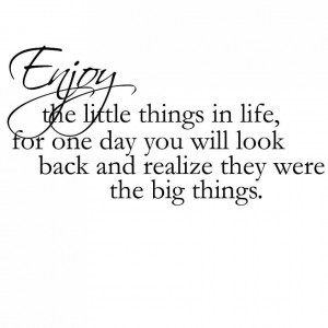 ... Enjoy The Little Things In Life For One Day You Will Look Back Quote