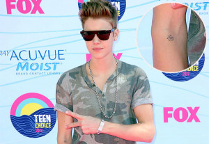 Justin Bieber Seventh Tattoo, Japanese Kanji Music Symbol, Right Arm ...