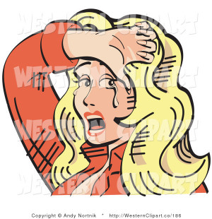 Vector Western Clip Art Of A Blond Damsel In Distress Cowgirl picture