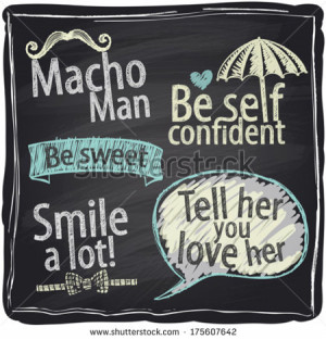 How to be a macho man. Quote typography chalkboard background. - stock ...
