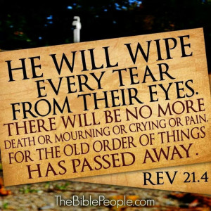 Revelation 21:4 And God will wipe away every tear from their eyes ...