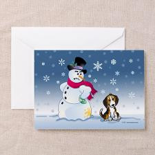 Funny Snowman and Beagle Greeting Card for
