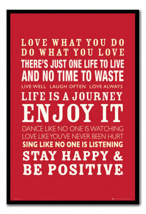 ... Framed Positive Love and Life Quotes Poster Ready To Hang Frame New